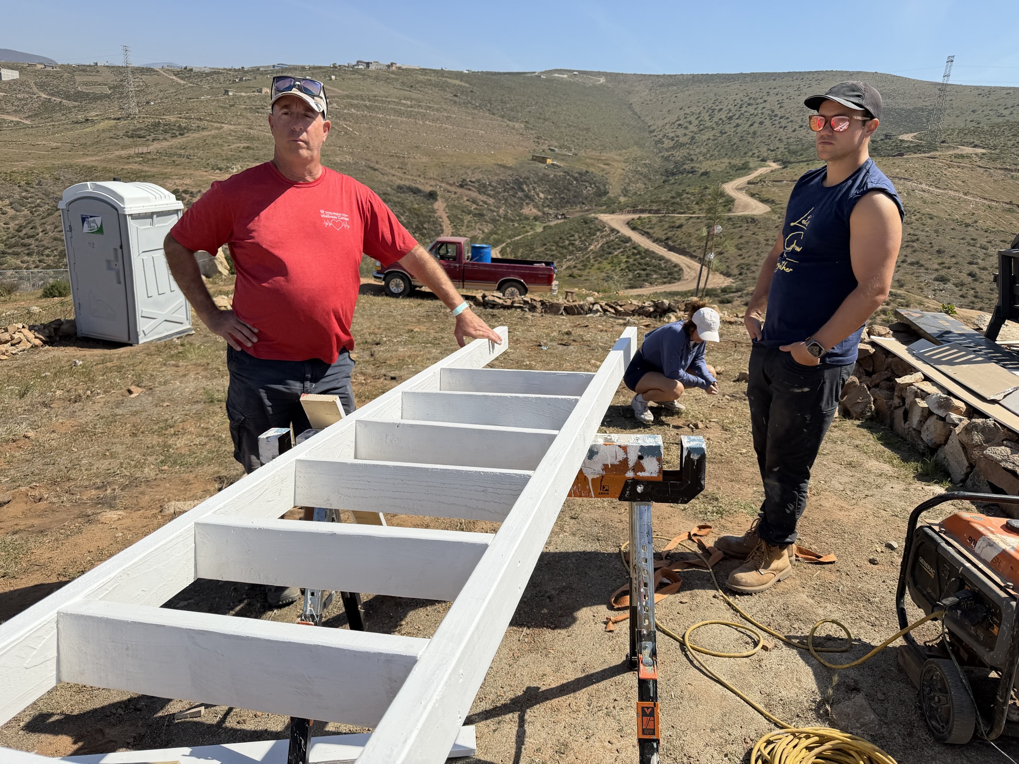 Framing construction with scenic backdrop